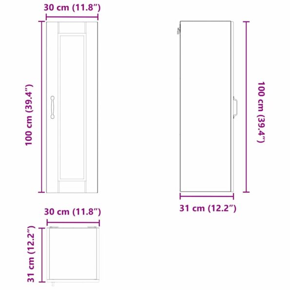 vidaXL Horná kuchynská skrinka s poličkou Čierna 30 x 31 x 100 cm – Obrázok 8