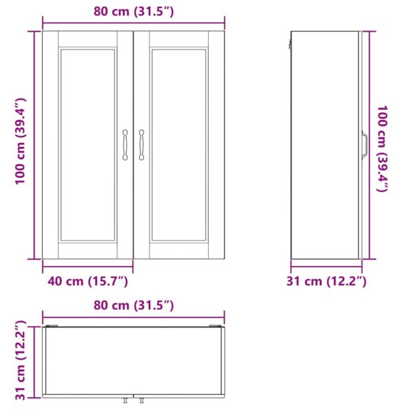 vidaXL Kuchynská skriňa Dymová dub 80 x 31 x 100 cm Kompozitné drevo – Obrázok 6