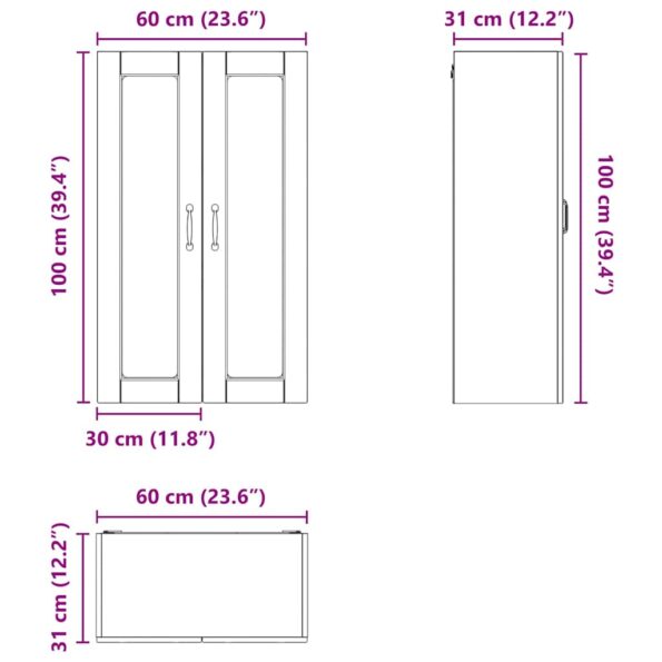 vidaXL Horná kuchynská skrinka s poličkou Hnedý dub 60 x 31 x 100 cm – Obrázok 6