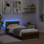 vidaXL Rám postele Staré drevo 100 x 200 cm Kompozitné drevo – Obrázok 4