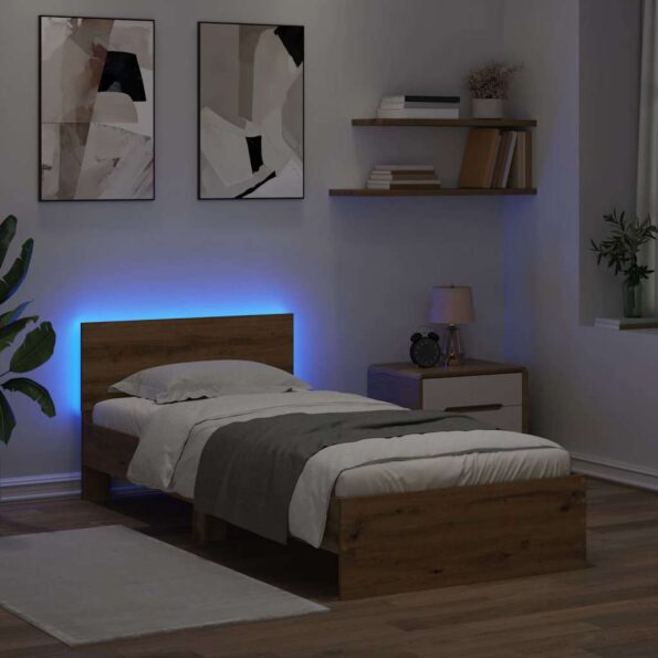 vidaXL Rám postele Remeselný dub 100 x 200 cm Kompozitné drevo – Obrázok 4