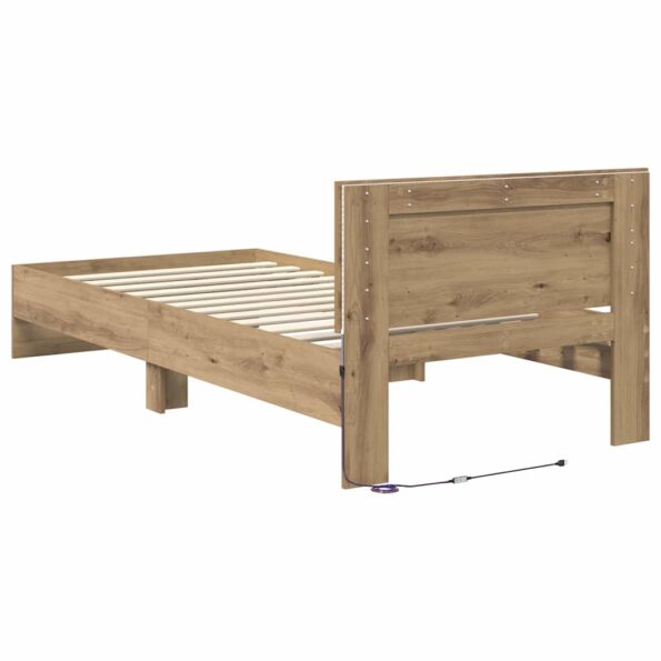 vidaXL Rám postele Remeselný dub 100 x 200 cm Kompozitné drevo – Obrázok 8