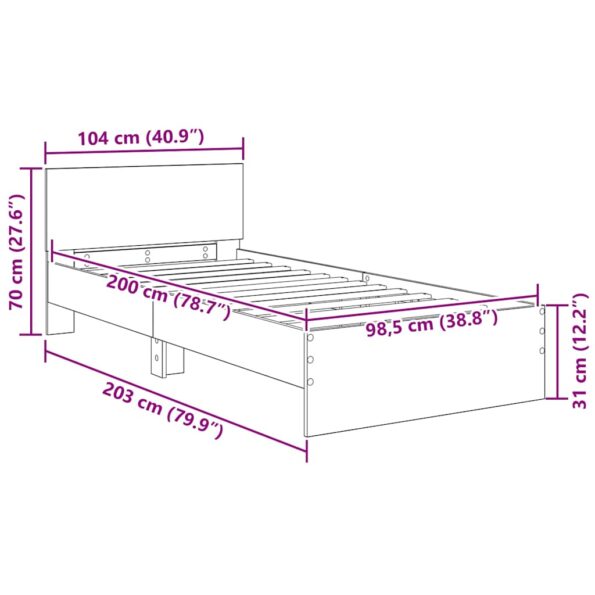vidaXL Rám postele Čierny dub 100 x 200 cm Kompozitné drevo – Obrázok 12