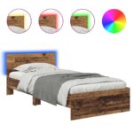 vidaXL Rám postele Staré drevo 90 x 200 cm Kompozitné drevo – Obrázok 2