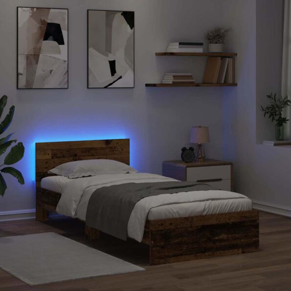 vidaXL Rám postele Staré drevo 90 x 200 cm Kompozitné drevo – Obrázok 4