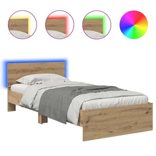 vidaXL Rám postele Remeselný dub 90 x 200 cm Kompozitné drevo – Obrázok 2