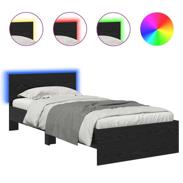vidaXL Rám postele Čierny dub 90 x 200 cm Kompozitné drevo – Obrázok 2