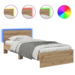 vidaXL Rám postele Remeselný dub 90 x 190 cm Kompozitné drevo – Obrázok 2