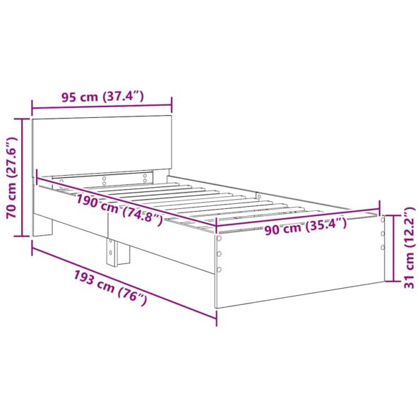 vidaXL Rám postele Čierny dub 90 x 190 cm Kompozitné drevo – Obrázok 12