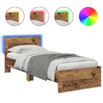 vidaXL Rám postele Staré drevo 75 x 190 cm Kompozitné drevo – Obrázok 2