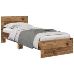 vidaXL Rám postele Staré drevo 75 x 190 cm Kompozitné drevo – Obrázok 3
