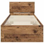 vidaXL Rám postele Staré drevo 75 x 190 cm Kompozitné drevo – Obrázok 6