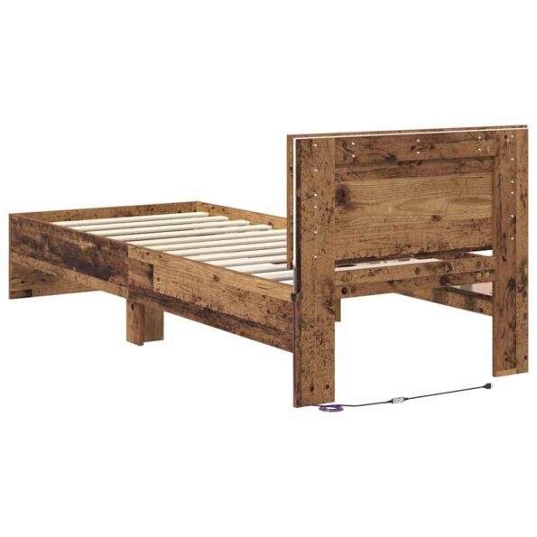 vidaXL Rám postele Staré drevo 75 x 190 cm Kompozitné drevo – Obrázok 8