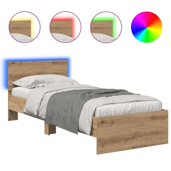 vidaXL Rám postele Remeselný dub 75 x 190 cm Kompozitné drevo – Obrázok 2