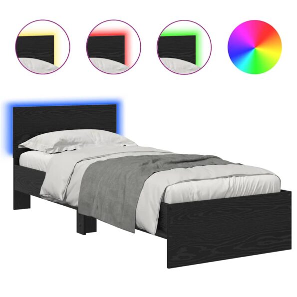 vidaXL Rám postele Čierny dub 75 x 190 cm Kompozitné drevo – Obrázok 2