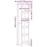vidaXL Knižnica Dymová dub 40 x 30 x 189,5 cm Kompozitné drevo – Obrázok 11
