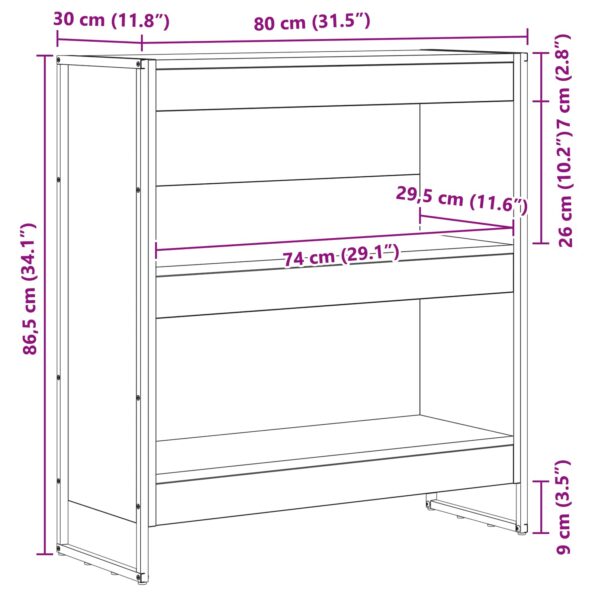 vidaXL Knižnica Dymová dub 80 x 30 x 155 cm Kompozitné drevo – Obrázok 11