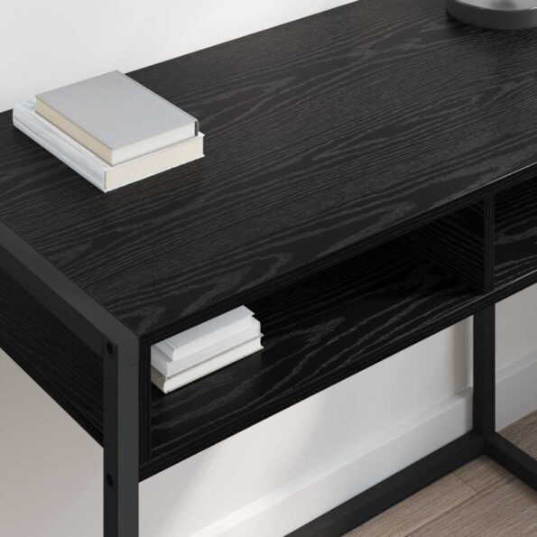 vidaXL Stôl s úložiskom Čierny dub 100 x 50 x 75 cm Kompozitné drevo – Obrázok 4
