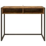 vidaXL Stôl s úložiskom Dymová dub 100 x 50 x 75 cm Kompozitné drevo – Obrázok 5