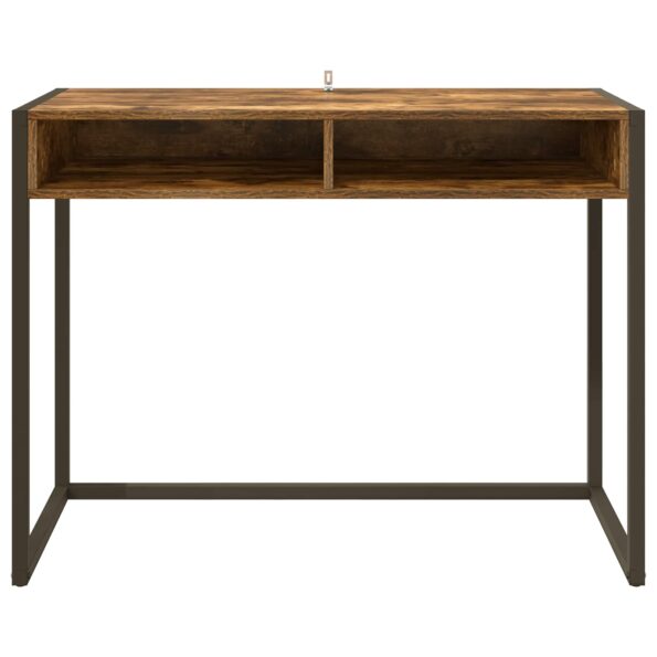 vidaXL Stôl s úložiskom Dymová dub 100 x 50 x 75 cm Kompozitné drevo – Obrázok 5