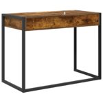 vidaXL Stôl s úložiskom Dymová dub 100 x 50 x 75 cm Kompozitné drevo – Obrázok 7