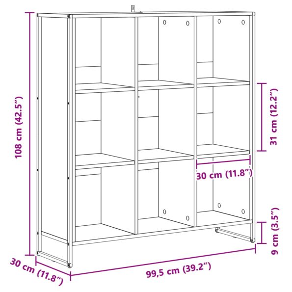 vidaXL Knižnica Staré drevo 99.5 x 30 x 108.5 cm Kompozitné drevo – Obrázok 11