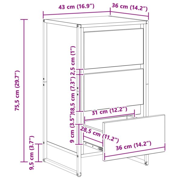 vidaXL Servírovacia skriňa Remeselnícky dub 42 x 36 x 75.5 cm – Obrázok 12