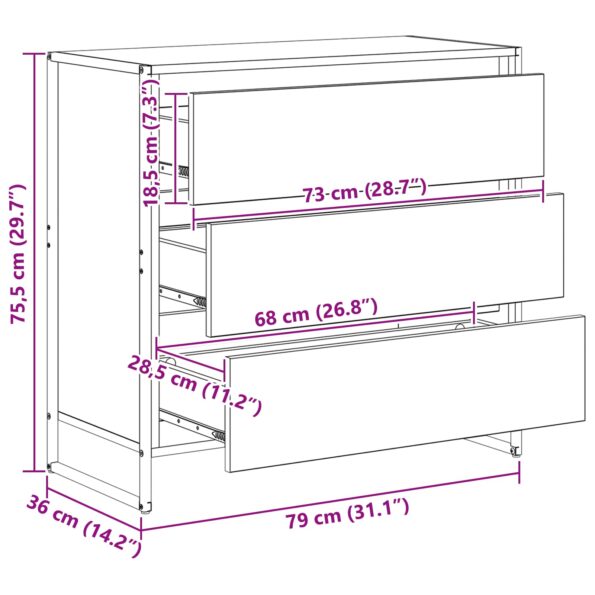 vidaXL Servírovacia skriňa Remeselnícky dub 79 x 36 x 75.5 cm – Obrázok 13