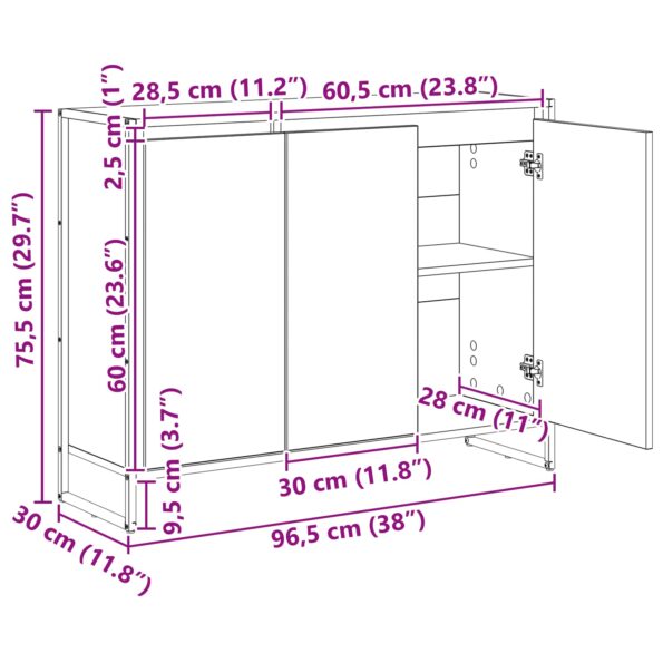 vidaXL Bočná skrinka Sonoma 96,5 x 30 x 75 cm Kompozitné drevo – Obrázok 13
