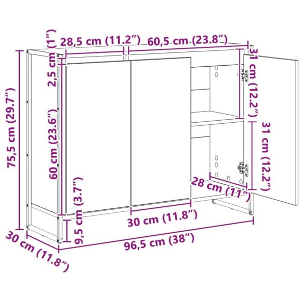 vidaXL Bočná skrinka Remeselnícky dub 96,5 x 30 x 75 cm – Obrázok 13