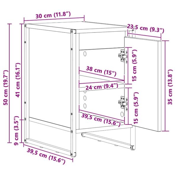 vidaXL Nočný stolík Dymová dub 39,5 x 30 x 50 cm Kompozitné drevo – Obrázok 13