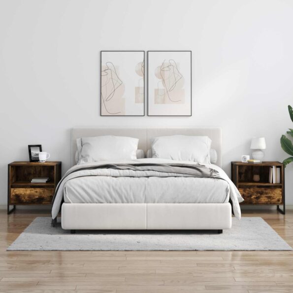 vidaXL Nočný stolík Dymová dub 50 x 39,5 x 50 cm Kompozitné drevo – Obrázok 4