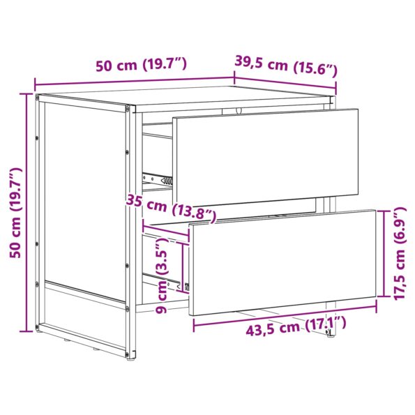 vidaXL Nočný stolík Dymová dub 50 x 39.5 x 50 cm Kompozitné drevo – Obrázok 12