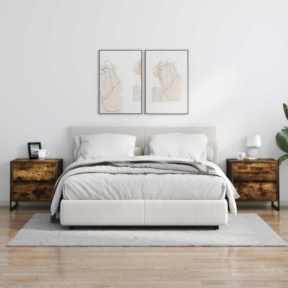 vidaXL Nočný stolík Dymová dub 50 x 39.5 x 50 cm Kompozitné drevo – Obrázok 4