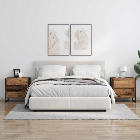 vidaXL Nočný stolík so zásuvkou 2 pcs Staré drevo 50 x 39.5 x 50 cm – Obrázok 4