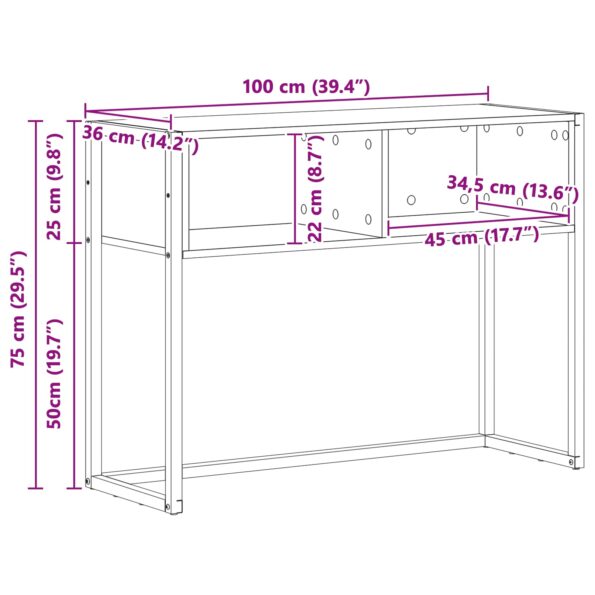 vidaXL Koncový stôl Čierny dub 100 x 36 x 75 cm Kompozitné drevo – Obrázok 10