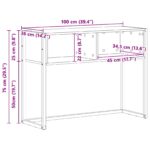 vidaXL Koncový stôl Dymová dub 100 x 36 x 75 cm Kompozitné drevo – Obrázok 10