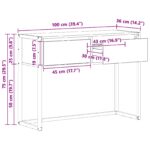 vidaXL Koncový stôl Čierny dub 100 x 36 x 75 cm Kompozitné drevo – Obrázok 11