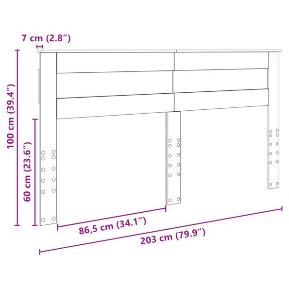 vidaXL Zadné čelo s čelnou doskou Dymová dub 200 cm Kompozitné drevo – Obrázok 10