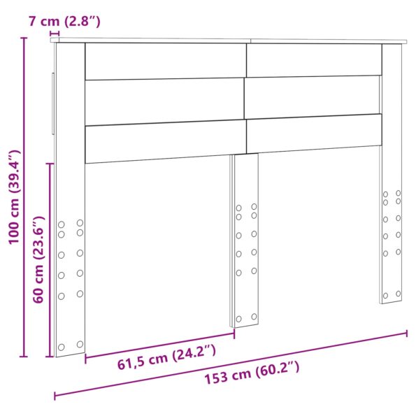 vidaXL Zadné čelo s čelnou doskou Dymová dub 150 cm Kompozitné drevo – Obrázok 10