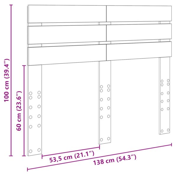 vidaXL Zadné čelo s čelnou doskou Dymová dub 135 cm Kompozitné drevo – Obrázok 10