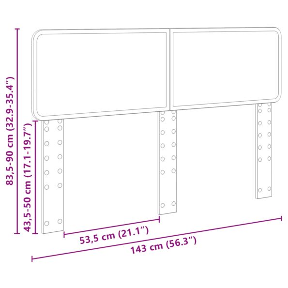 vidaXL Zadné čelo s čelnou doskou Dymová dub 140 cm Kompozitné drevo – Obrázok 10