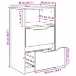 vidaXL Nočné stolíky so zásuvkou 2 pcs Dymová dub 40 x 30 x 467 cm – Obrázok 12