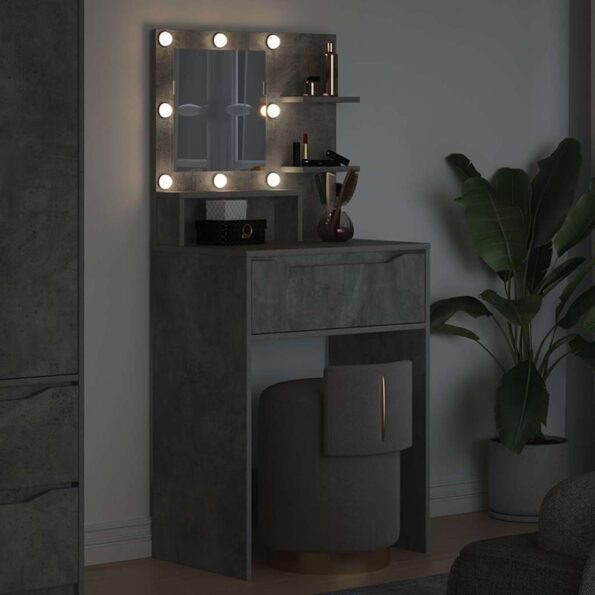 vidaXL Toaletné stolíky do spálne Betónová šedá 80 x 39,6 x 135 cm – Obrázok 4