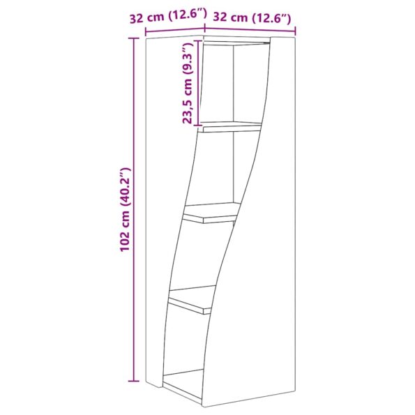 vidaXL Rohová skrinka Biela 32x32x102cm Kompozitné drevo – Obrázok 10
