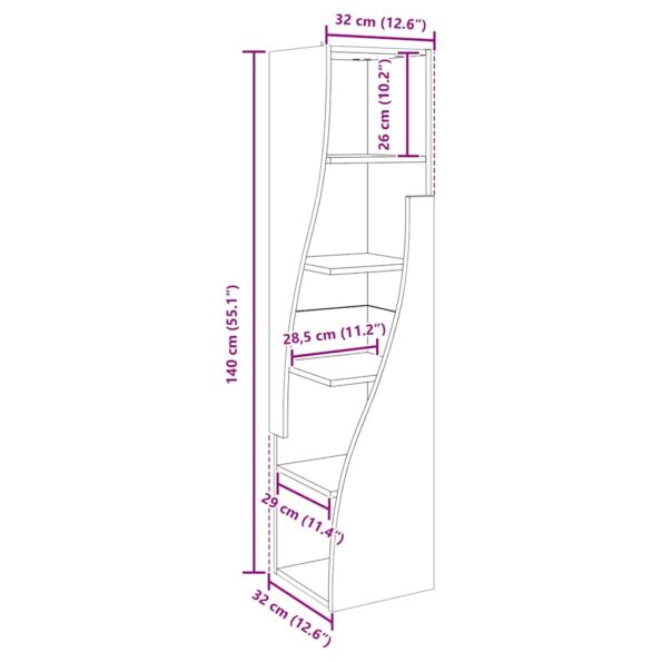 vidaXL Rohová skrinka Biela 32x32x140cm Kompozitné drevo – Obrázok 10
