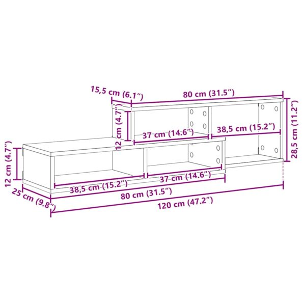 vidaXL NástennýTVstojan 120x25x28,5cm Kompozitné drevo – Obrázok 11