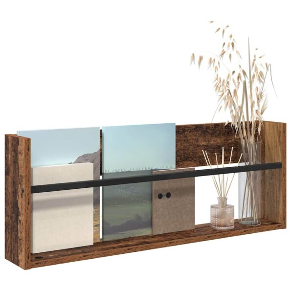 vidaXL Regál na časopisy Staré drevo 80 x 12 x 30 cm Kompozitné drevo – Obrázok 3