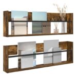 vidaXL Regál na časopisy s poličkou 2 pcs Dymová dub 100 x 12 x 30 cm – Obrázok 3