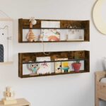 vidaXL Regál na časopisy s poličkou 2 pcs Dymová dub 100 x 12 x 30 cm – Obrázok 4